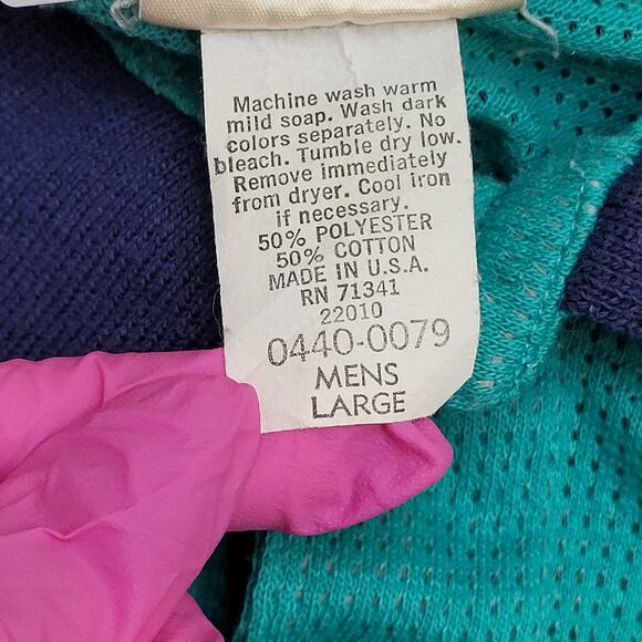 Vintage 90s LL-Bean Preppy Mesh Polo Shirt M/L 22x25 Blue USA - Picture 5 of 10